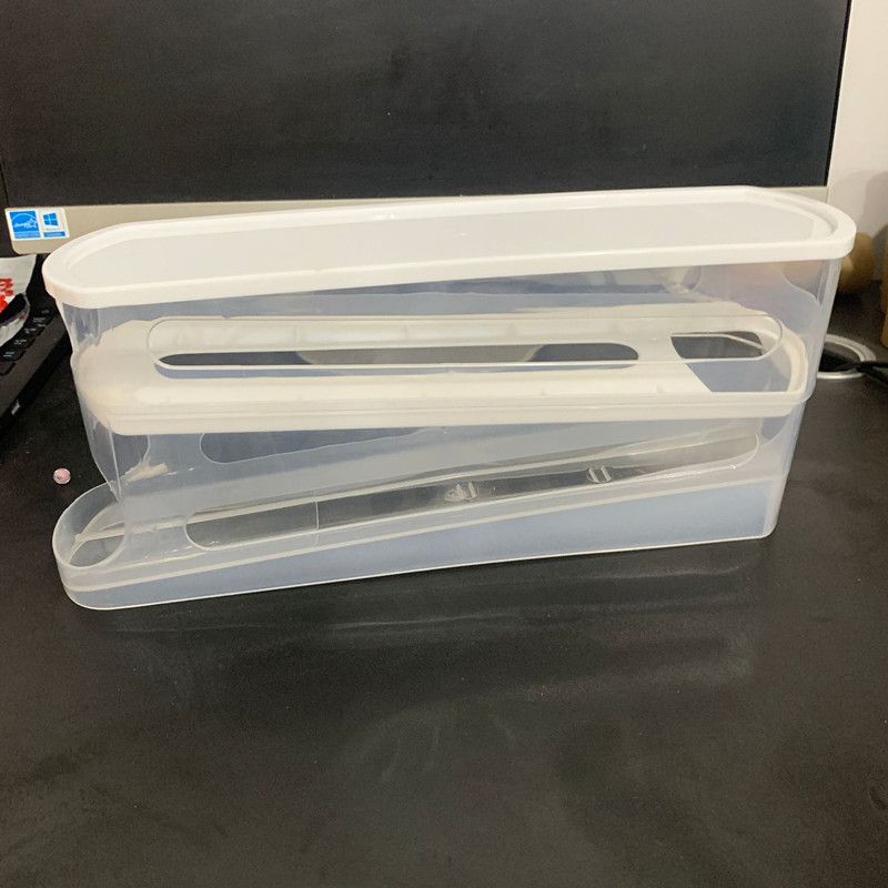 Bilayer Fridge Egg Storage Box Automatic Rolling Eggs Holder Rack Ladder Style Refrigerator Eggs Dispenser Egg Organizers Holder