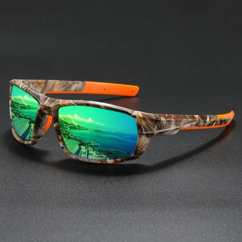 1pc New Sunglasses for Men Sport Polarized Square Frame Camouflage Sun Glasses Driving Fishing Cycling Skiing Sun Eyewear UV400