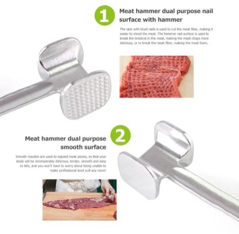 1PC Meat Tenderizer Hammer Two Sides Loose Meat Mallet Tool for Pounding Beef Steak Stainless Steel Meat Hammer Kitchen Tool