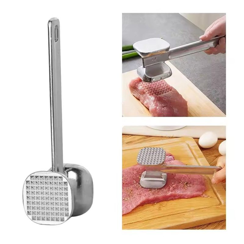 1PC Meat Tenderizer Hammer Two Sides Loose Meat Mallet Tool for Pounding Beef Steak Stainless Steel Meat Hammer Kitchen Tool