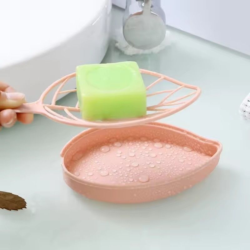 3PCS Concise Design Green Leaf Shape Soap Dish Tray Creative Plant Plastic Soap Saver Holder Household Bathroom Washing Supplies