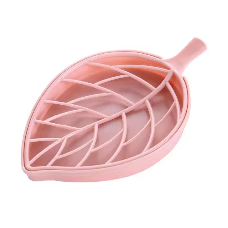 3PCS Concise Design Green Leaf Shape Soap Dish Tray Creative Plant Plastic Soap Saver Holder Household Bathroom Washing Supplies