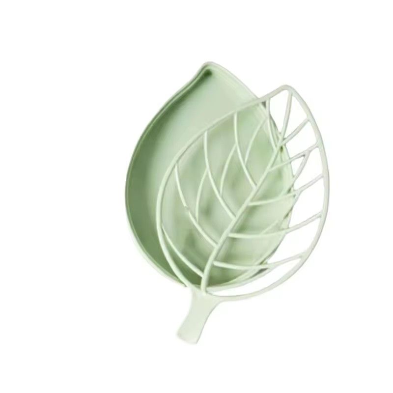 3PCS Concise Design Green Leaf Shape Soap Dish Tray Creative Plant Plastic Soap Saver Holder Household Bathroom Washing Supplies