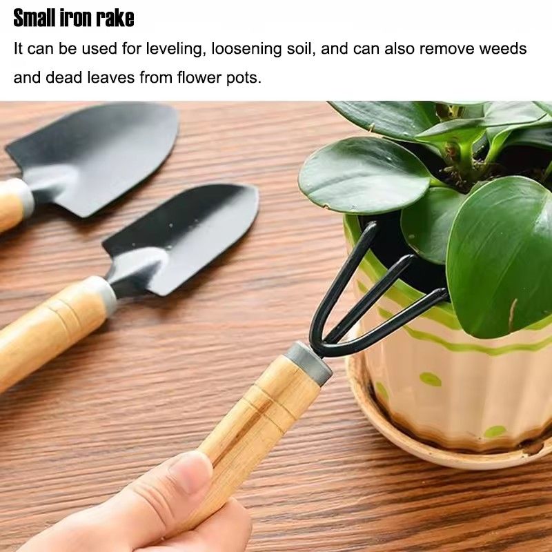 3PCS/1Set Mini Gardening Tools Set Portable Small Gardening Tool With Handles Shovel Rake Indoor Gardening Planting Flower Tools C-682
