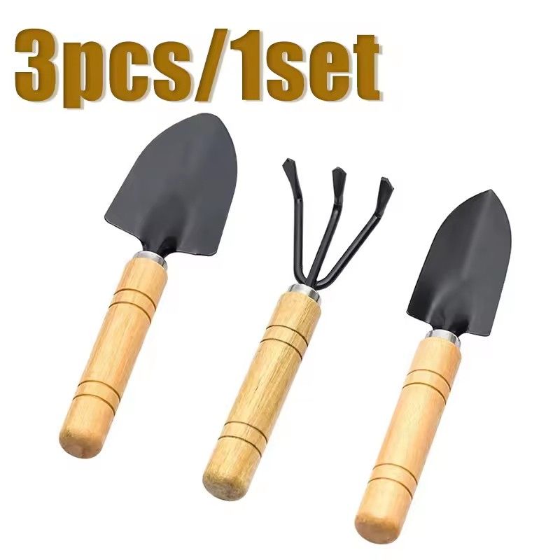 3PCS/1Set Mini Gardening Tools Set Portable Small Gardening Tool With Handles Shovel Rake Indoor Gardening Planting Flower Tools C-682