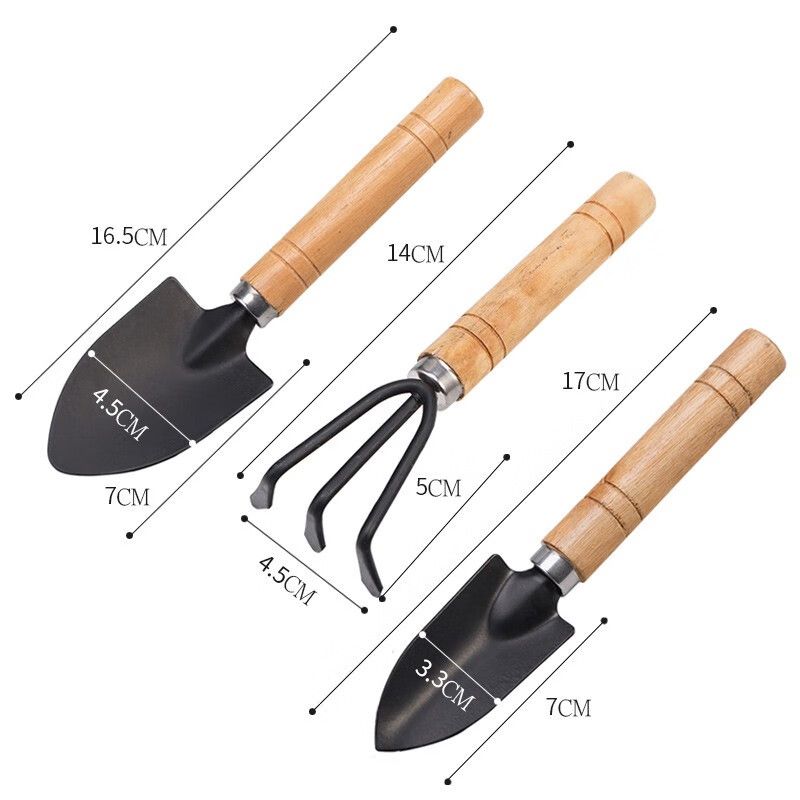 3PCS/1Set Mini Gardening Tools Set Portable Small Gardening Tool With Handles Shovel Rake Indoor Gardening Planting Flower Tools C-682