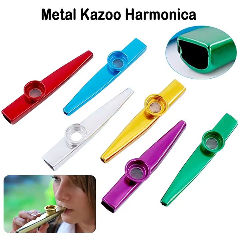 1PC Metal Kazoo Musical Instruments Flutes Diaphragm Mouth Kazoos Musical Instruments Good Companion for Guitar