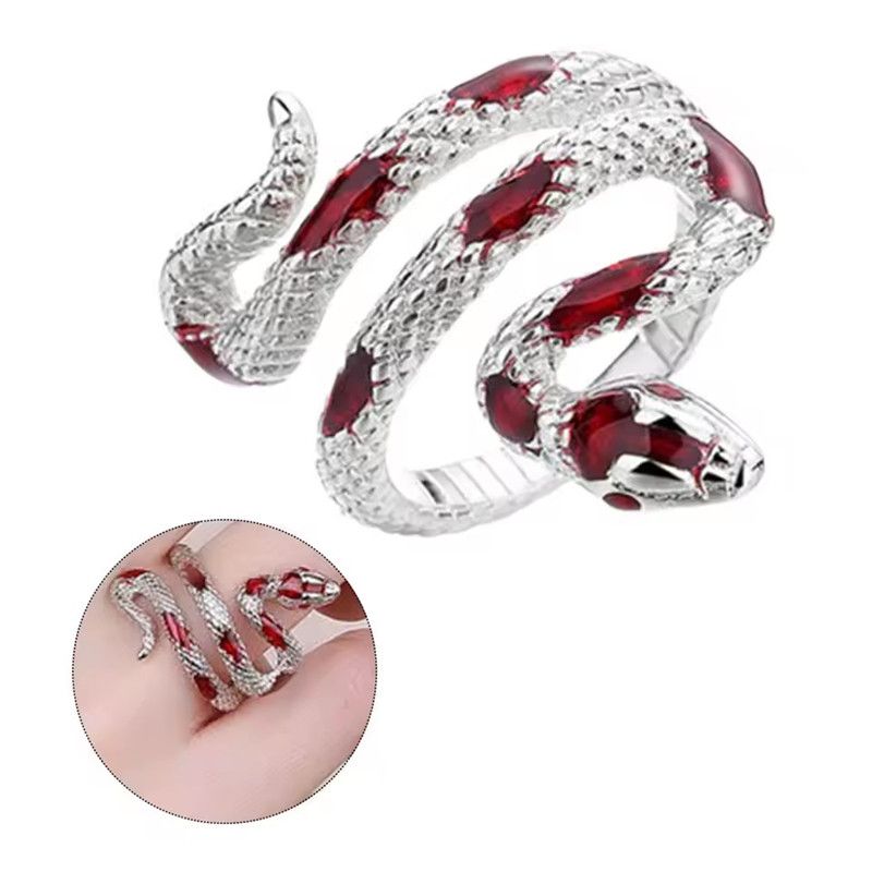 1PC Simple Gothic Snake Ring Retro Adjustable Opening Ring Elegant Unisex Banquet Jewelry Niche Accessories
