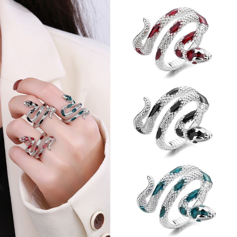 1PC Simple Gothic Snake Ring Retro Adjustable Opening Ring Elegant Unisex Banquet Jewelry Niche Accessories