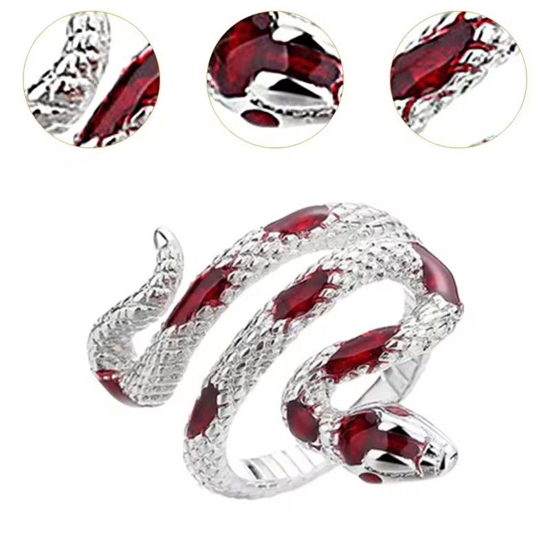 1PC Simple Gothic Snake Ring Retro Adjustable Opening Ring Elegant Unisex Banquet Jewelry Niche Accessories