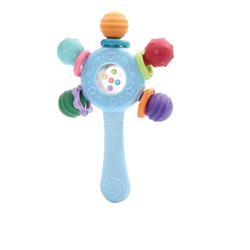 Silicone Teether Baby Toys 0 12 Months Rotating Rattle Ball Grasping Activity Baby Development Toy Baby Sensory Toys for Babies