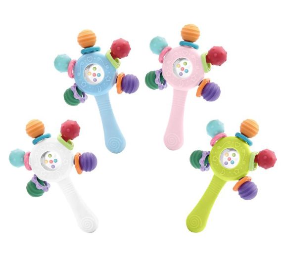 Silicone Teether Baby Toys 0 12 Months Rotating Rattle Ball Grasping Activity Baby Development Toy Baby Sensory Toys for Babies
