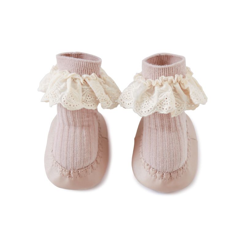 1 Pair  Autumn Winter Baby Girls Socks Newborn Baby Bowknot Socks Infant Baby Socks Anti Slip Soft Cotton Floor Sock Shoes