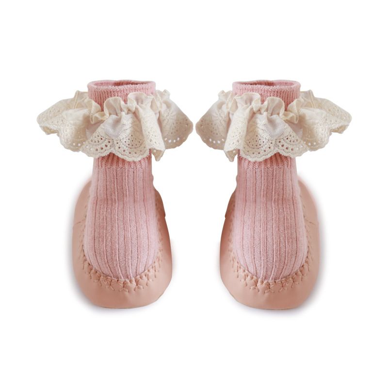 1 Pair  Autumn Winter Baby Girls Socks Newborn Baby Bowknot Socks Infant Baby Socks Anti Slip Soft Cotton Floor Sock Shoes