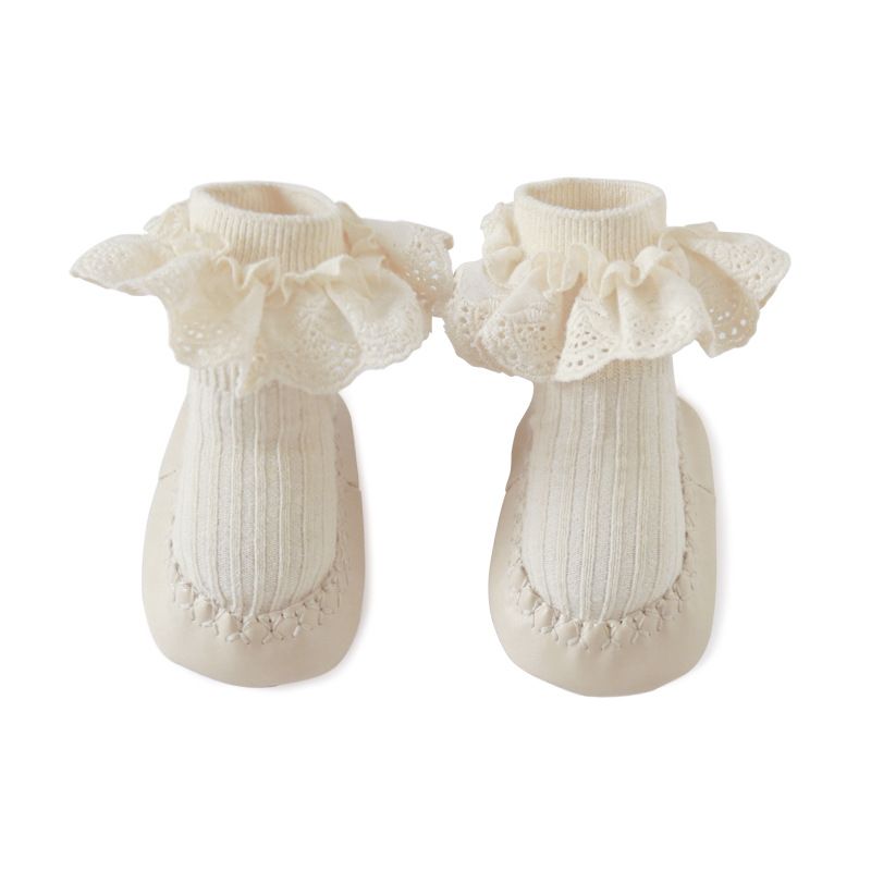 1 Pair  Autumn Winter Baby Girls Socks Newborn Baby Bowknot Socks Infant Baby Socks Anti Slip Soft Cotton Floor Sock Shoes