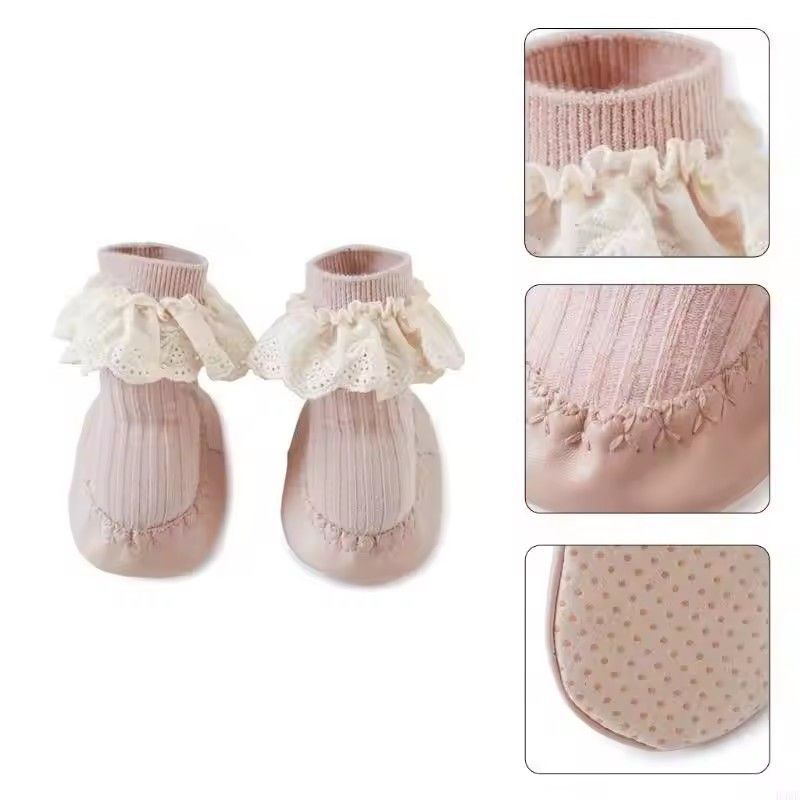 1 Pair  Autumn Winter Baby Girls Socks Newborn Baby Bowknot Socks Infant Baby Socks Anti Slip Soft Cotton Floor Sock Shoes