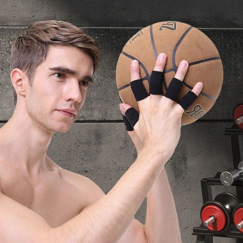 10pcs Nylon Finger Sleeve Support Thumb Brace Protector Gear Breathable Elastic Finger Tape For Basketball Tennis Sports Gym