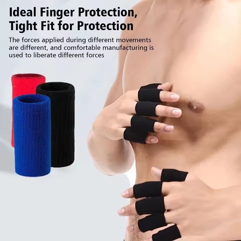 10pcs Nylon Finger Sleeve Support Thumb Brace Protector Gear Breathable Elastic Finger Tape For Basketball Tennis Sports Gym