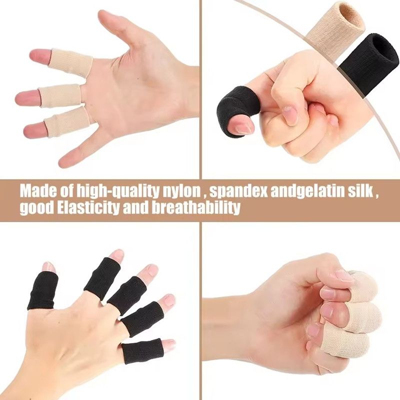 10pcs Nylon Finger Sleeve Support Thumb Brace Protector Gear Breathable Elastic Finger Tape For Basketball Tennis Sports Gym