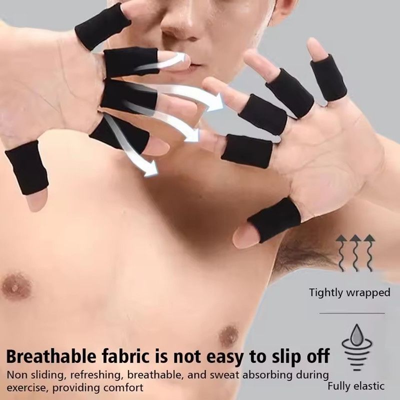 10pcs Nylon Finger Sleeve Support Thumb Brace Protector Gear Breathable Elastic Finger Tape For Basketball Tennis Sports Gym