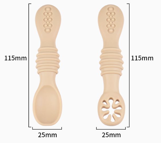2PCS Cute Baby Learning Spoons Utensils Set Food Grade Silicone Sticky Spoon Children Cutlery Training Spoon Feeding Tableware