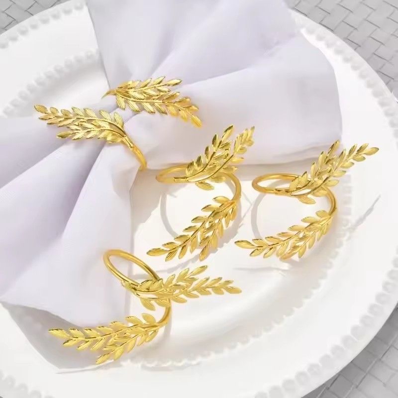 1PC Gold Silver Leaf Napkin Holders Fall Thanksgiving Wedding Party Table Decor Home Kitchen Napkin Buckle Accessories