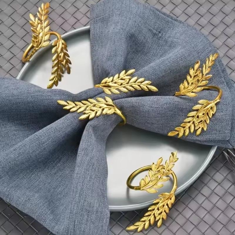 1PC Gold Silver Leaf Napkin Holders Fall Thanksgiving Wedding Party Table Decor Home Kitchen Napkin Buckle Accessories