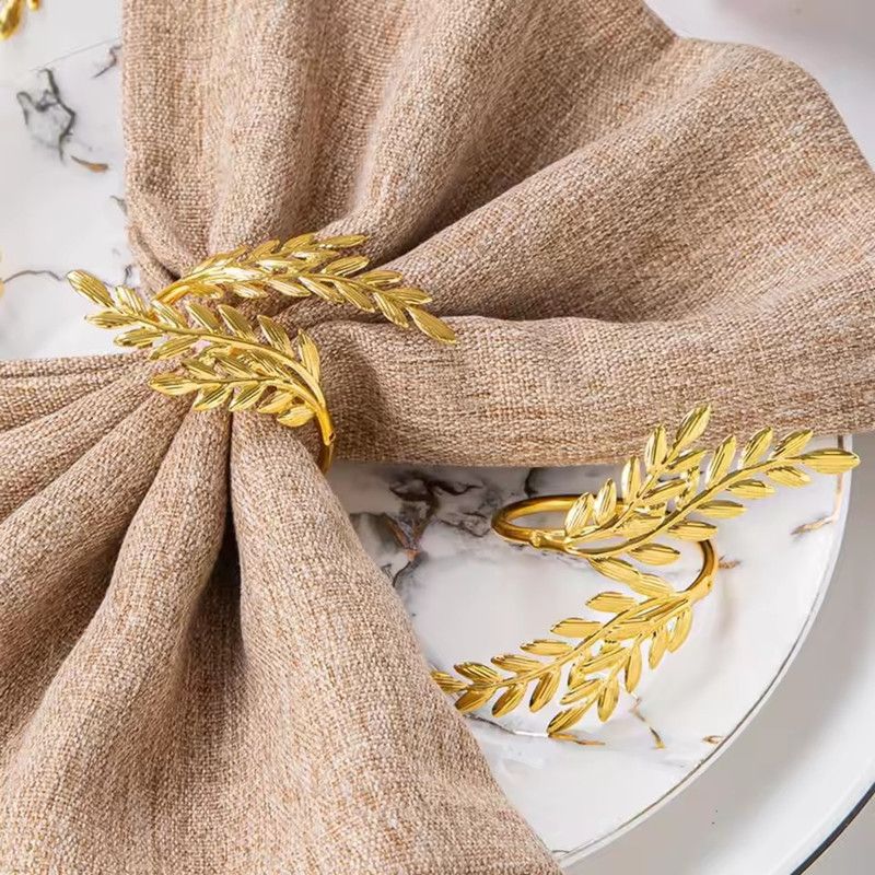 1PC Gold Silver Leaf Napkin Holders Fall Thanksgiving Wedding Party Table Decor Home Kitchen Napkin Buckle Accessories