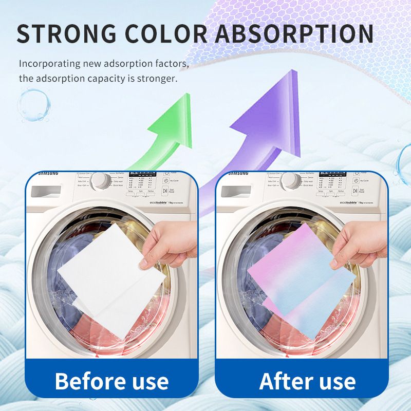 50PCS Color Absorbing Film Household Machine Wash nonwovens Anti Cross Dyeing Paper Clothes Mixed Washing No Cross Color Tools