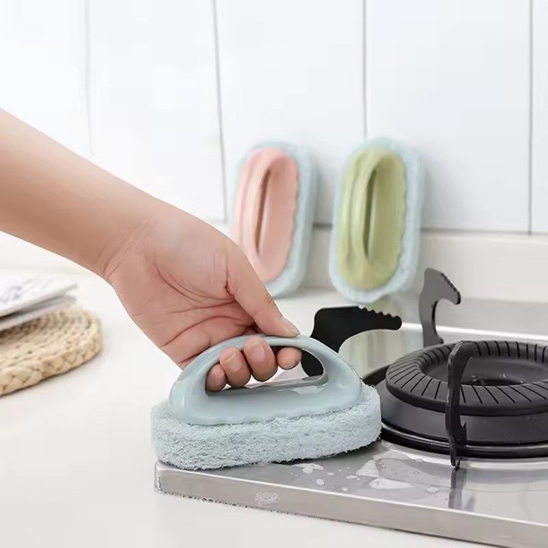 1PC Cleaning Brush with Handle Kitchen Sponge Wipe Thickening Bathroom Tile Cleaning Sponge Household Stain Removal Clean Tools