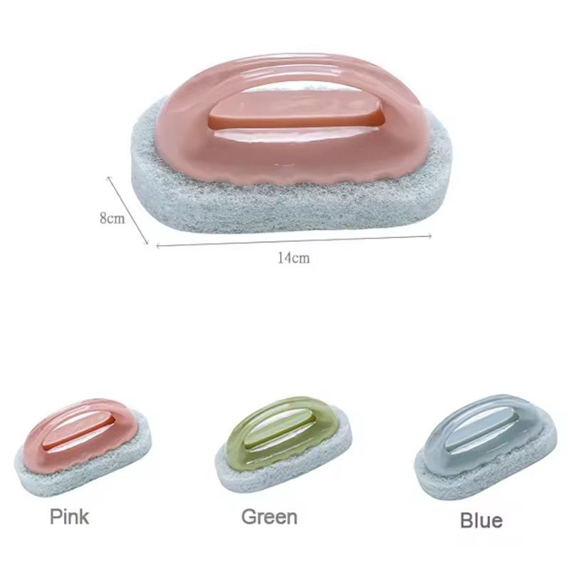 1PC Cleaning Brush with Handle Kitchen Sponge Wipe Thickening Bathroom Tile Cleaning Sponge Household Stain Removal Clean Tools