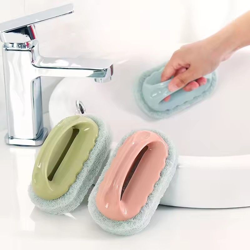 1PC Cleaning Brush with Handle Kitchen Sponge Wipe Thickening Bathroom Tile Cleaning Sponge Household Stain Removal Clean Tools