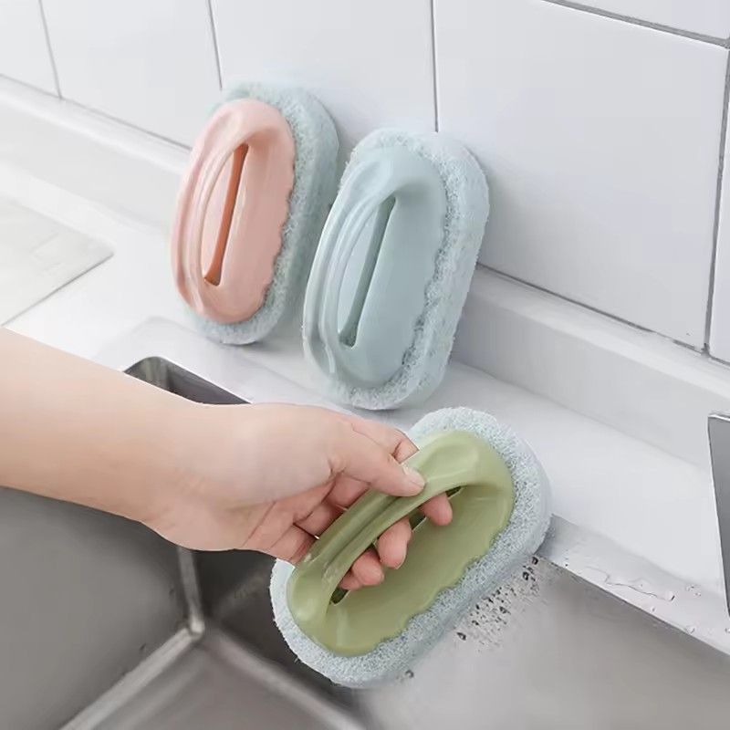 1PC Cleaning Brush with Handle Kitchen Sponge Wipe Thickening Bathroom Tile Cleaning Sponge Household Stain Removal Clean Tools