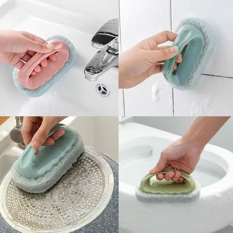 1PC Cleaning Brush with Handle Kitchen Sponge Wipe Thickening Bathroom Tile Cleaning Sponge Household Stain Removal Clean Tools