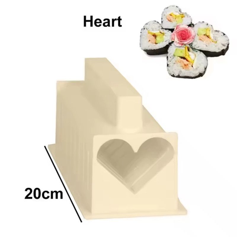 3PCS Sushi Maker Equipment Kit Plastic Kimbap Sushi Rolls Mold Round Square Heart-shaped Sushi Making Tools Cake Roll Mold