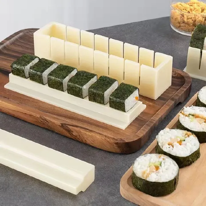 3PCS Sushi Maker Equipment Kit Plastic Kimbap Sushi Rolls Mold Round Square Heart-shaped Sushi Making Tools Cake Roll Mold