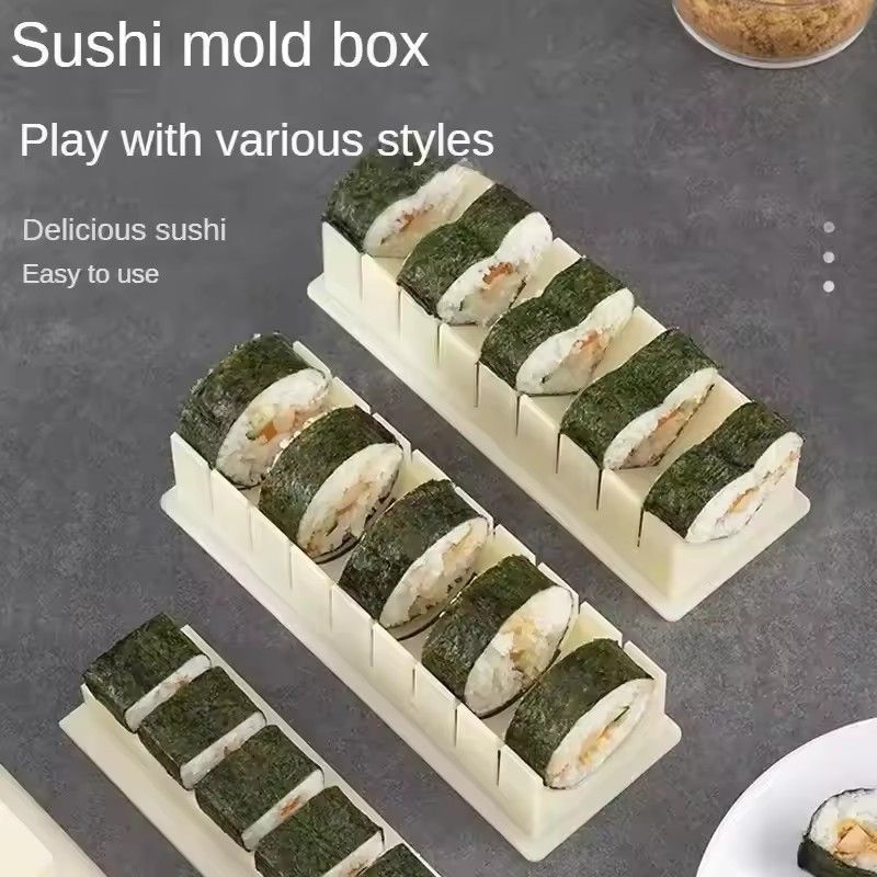 3PCS Sushi Maker Equipment Kit Plastic Kimbap Sushi Rolls Mold Round Square Heart-shaped Sushi Making Tools Cake Roll Mold