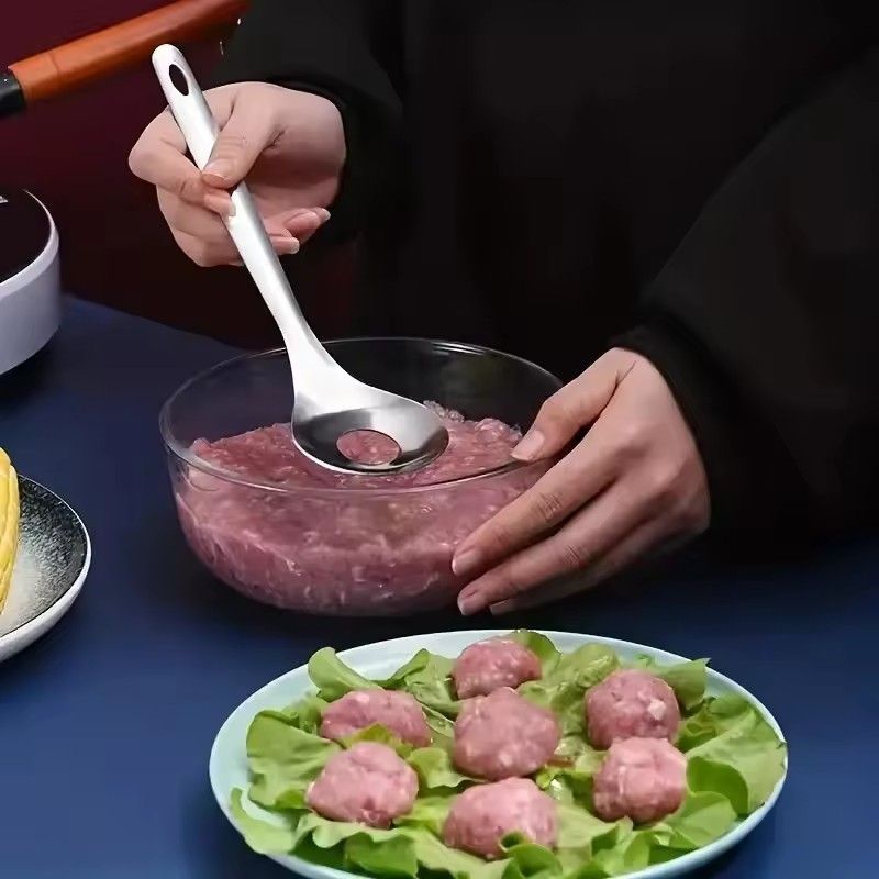 2PCS Home Use Stainless Steel Meatball Spoon for Making Fishballs And Meatballs Kitchen Tool for Crafting round Meat Molds