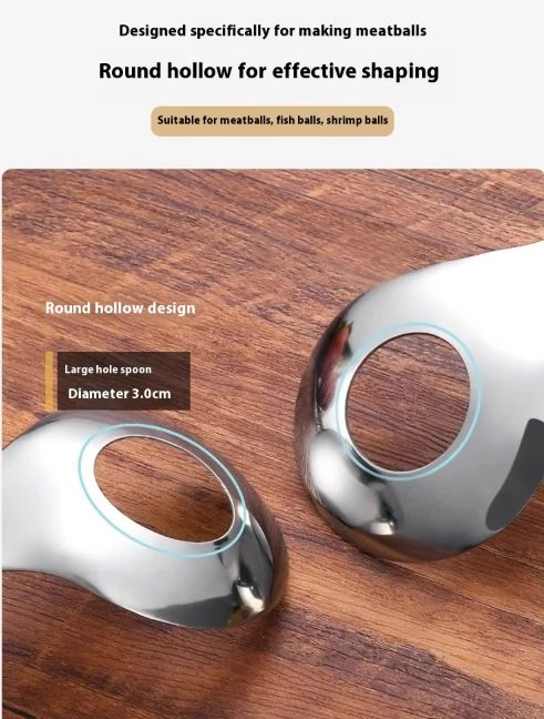 2PCS Home Use Stainless Steel Meatball Spoon for Making Fishballs And Meatballs Kitchen Tool for Crafting round Meat Molds