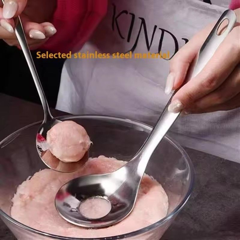 2PCS Home Use Stainless Steel Meatball Spoon for Making Fishballs And Meatballs Kitchen Tool for Crafting round Meat Molds