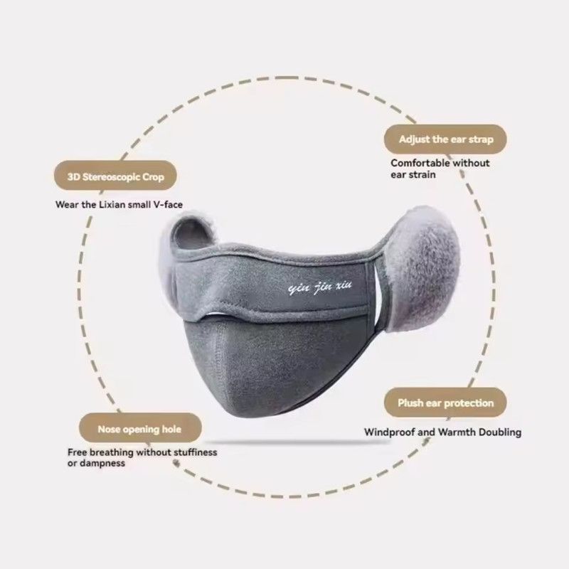 Winter Warm Thermal Earmuffs Mask Simple Windproof Dustproof Earflap Wrap Mask Ear Warmer Earflap Fleece Cycling Mask