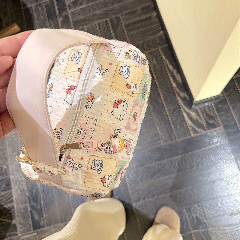 Kawaii Hello Kitty Kitty Makeup Bag Girl anime Storage bag Portable Travel storage bag Large capacity ins Handbag Couple Giftz