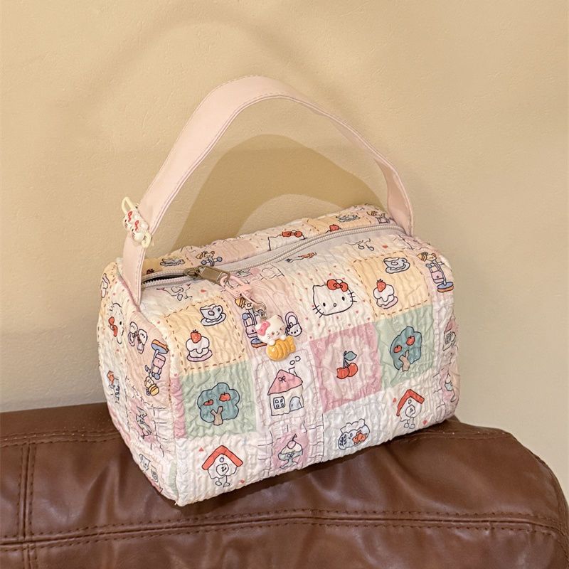 Kawaii Hello Kitty Kitty Makeup Bag Girl anime Storage bag Portable Travel storage bag Large capacity ins Handbag Couple Giftz