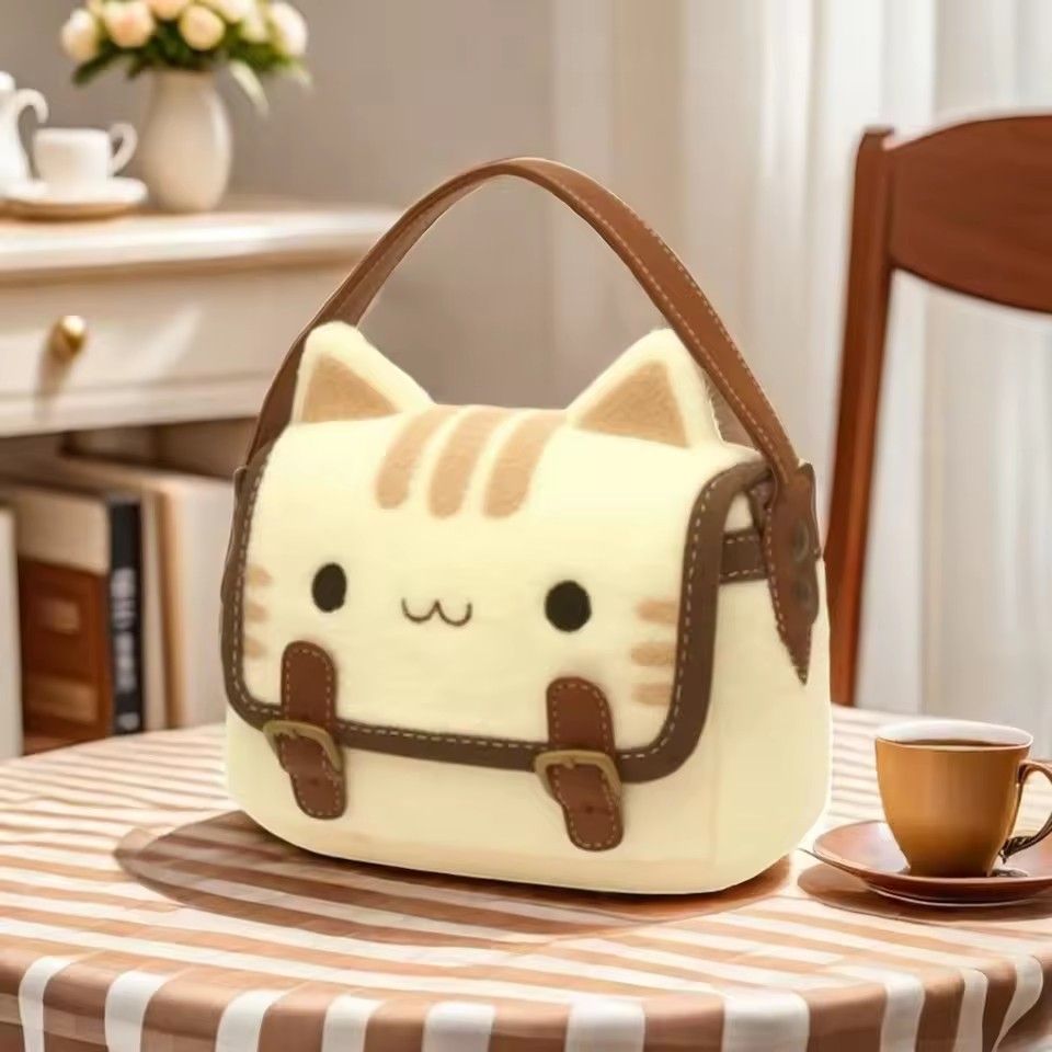 1PC  Cute Clutch Bag Plush Backpack Furry Cat Bag Adorable Kitten Handbag for Woman Kids Cartoon 2025 New Kitten Handbag