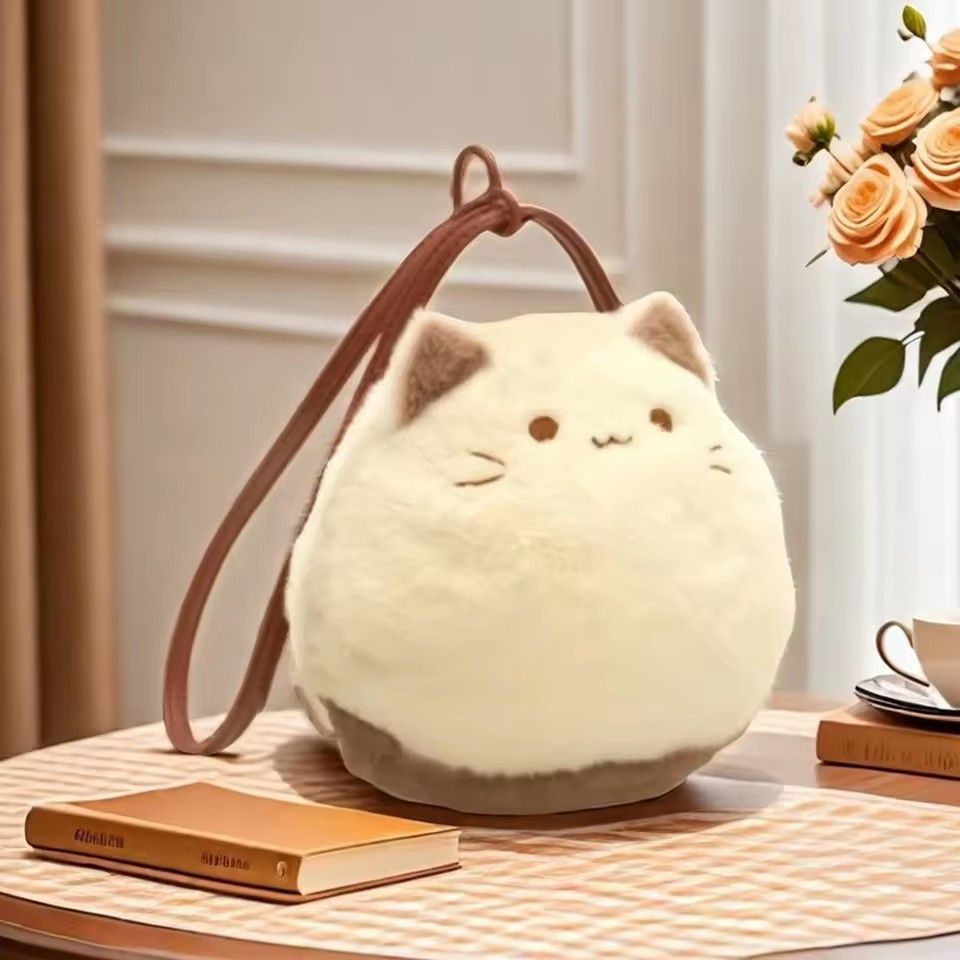 1PC  Cute Clutch Bag Plush Backpack Furry Cat Bag Adorable Kitten Handbag for Woman Kids Cartoon 2025 New Kitten Handbag
