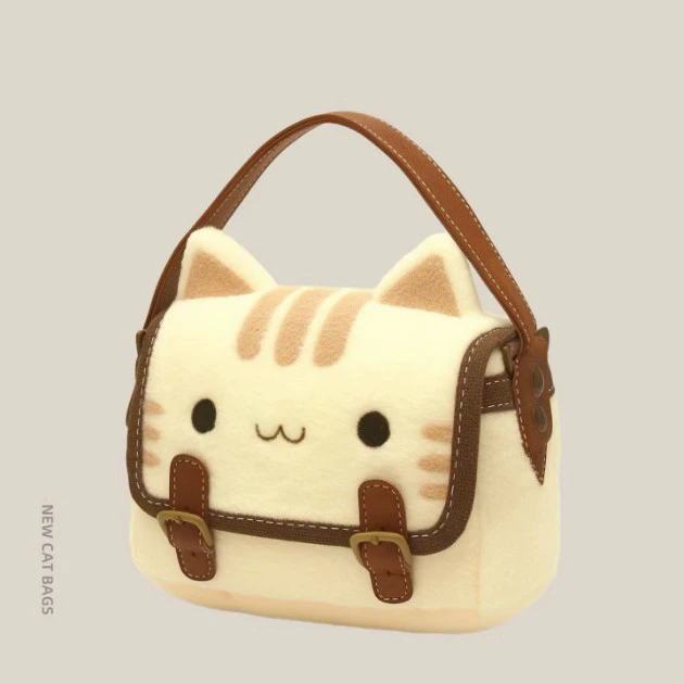 1PC  Cute Clutch Bag Plush Backpack Furry Cat Bag Adorable Kitten Handbag for Woman Kids Cartoon 2025 New Kitten Handbag