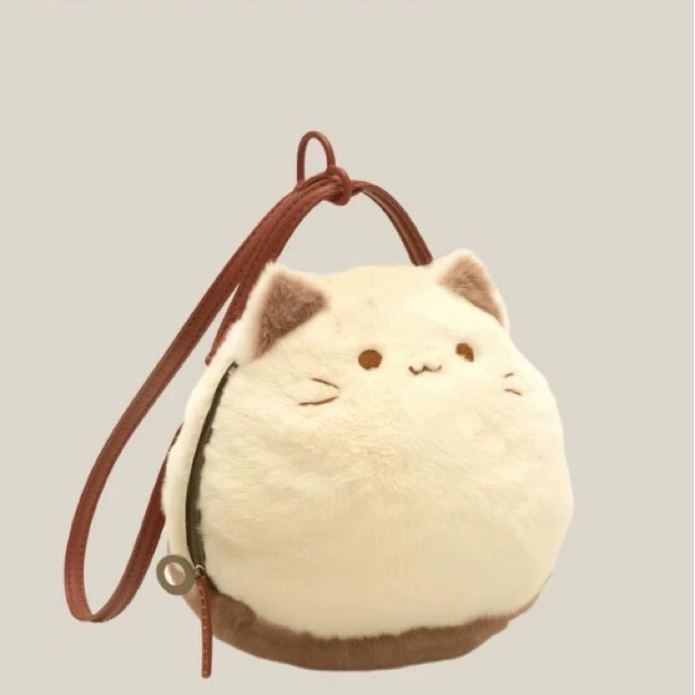 1PC  Cute Clutch Bag Plush Backpack Furry Cat Bag Adorable Kitten Handbag for Woman Kids Cartoon 2025 New Kitten Handbag