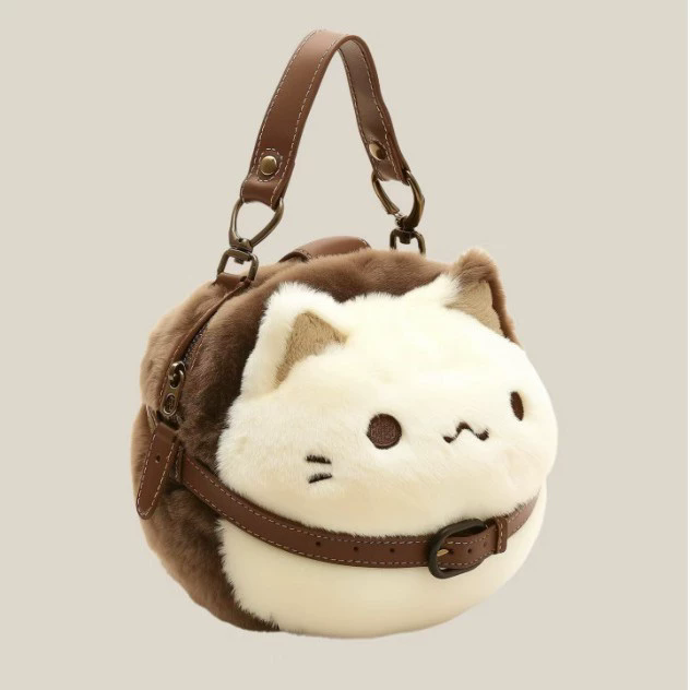 1PC  Cute Clutch Bag Plush Backpack Furry Cat Bag Adorable Kitten Handbag for Woman Kids Cartoon 2025 New Kitten Handbag