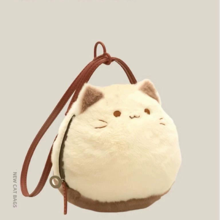1PC  Cute Clutch Bag Plush Backpack Furry Cat Bag Adorable Kitten Handbag for Woman Kids Cartoon 2025 New Kitten Handbag