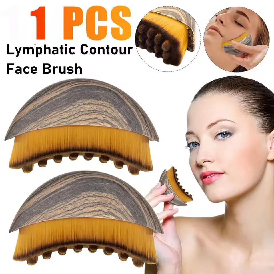 1PC  Lymphatic Contour Face Brush Dry Brushing Face Brush Lymphatic Drainage Massager for Face Chin Jawline Sculpting The Skin
